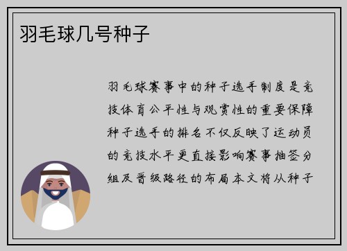 羽毛球几号种子